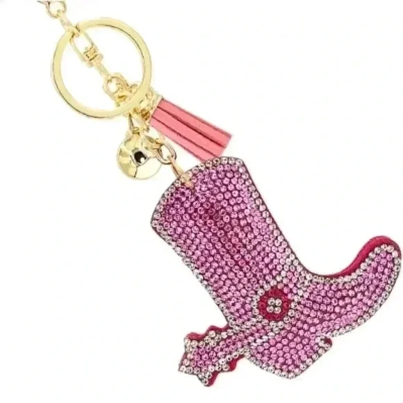 Pink Cowgirl Boot Keychain - Picture 1 of 1
